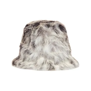 Unreal Fur Acrylic Bucket Hats Men's Gray White