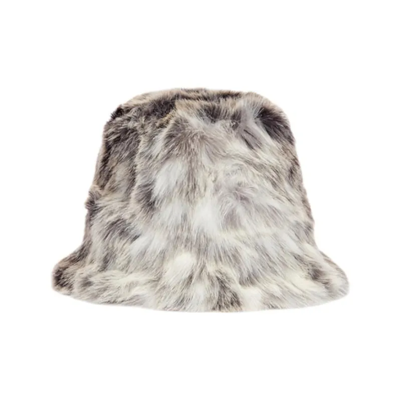 Unreal Fur Acrylic Bucket Hats Men's Gray White-0