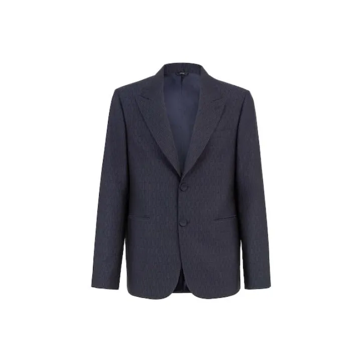 FENDI Ff Stripes Motif Jacquard Single Breasted Jacket-0