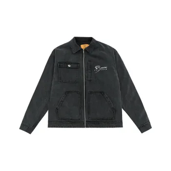 BEASTER Loose Fit Moderate Denim Jacket Unisex Denim Black