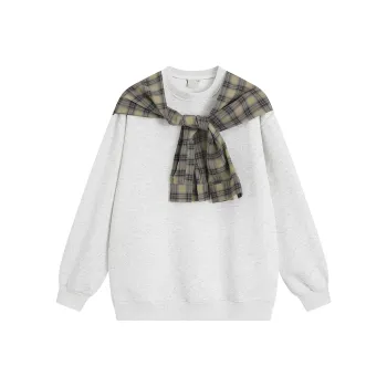ACUOD BY CHANU Shawl Sweatshirt Spring Fall Hip Hop Mock Two Piece Couple Top Unisex