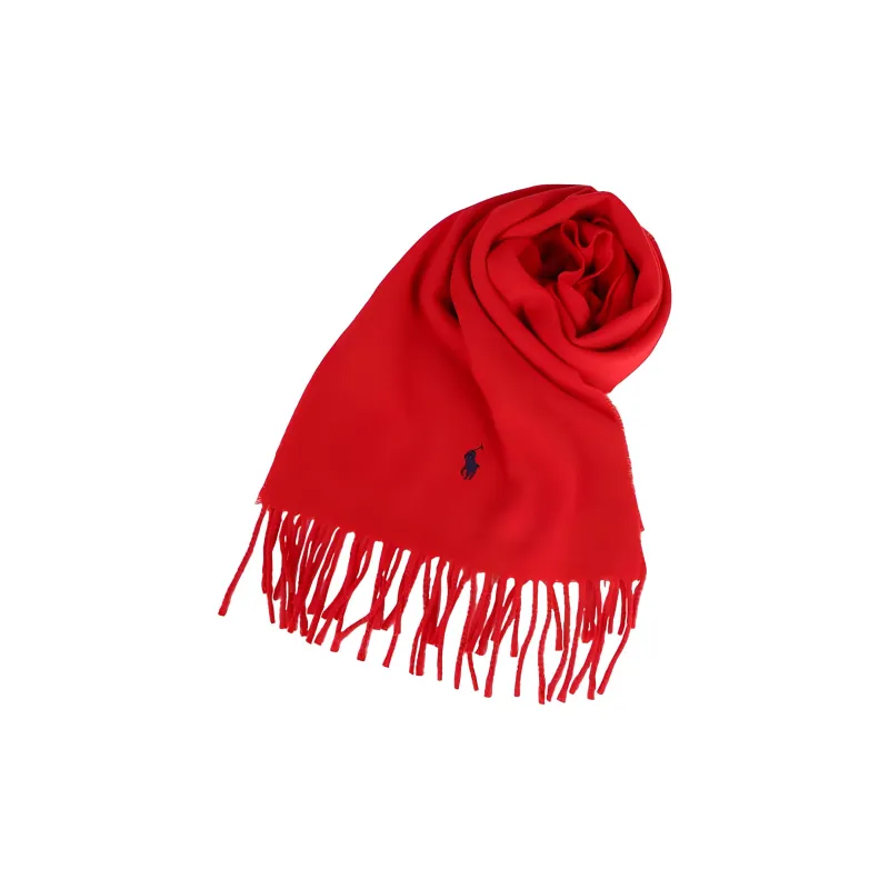 Polo Ralph Lauren Wool Recycled Wool Knit Scarves Unisex Red-1