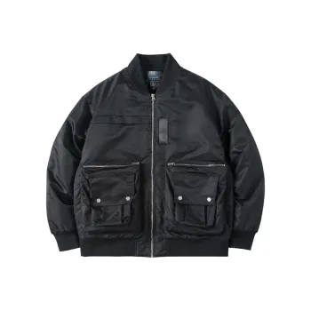 ENSHADOWER Solid Color Baseball Collar Loose Fit Puffer Jacket Unisex