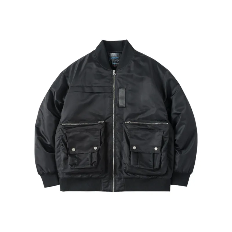 ENSHADOWER Solid Color Baseball Collar Loose Fit Puffer Jacket Unisex-0