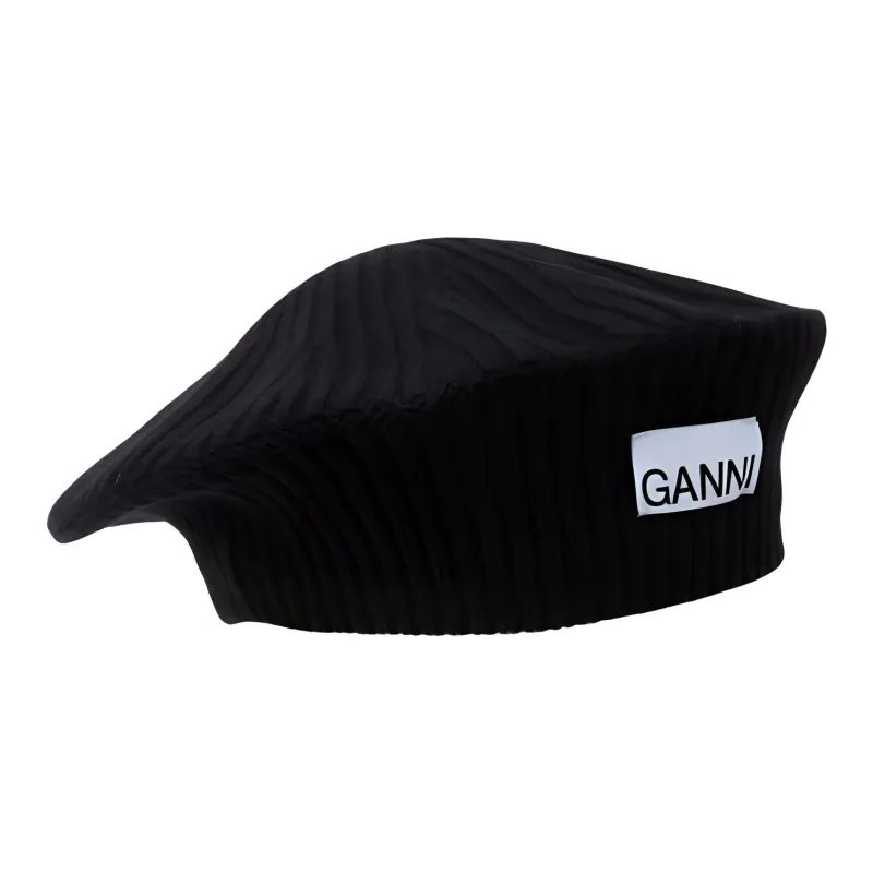 GANNI Recycled Wool Berets Women's Black Multicolor-0