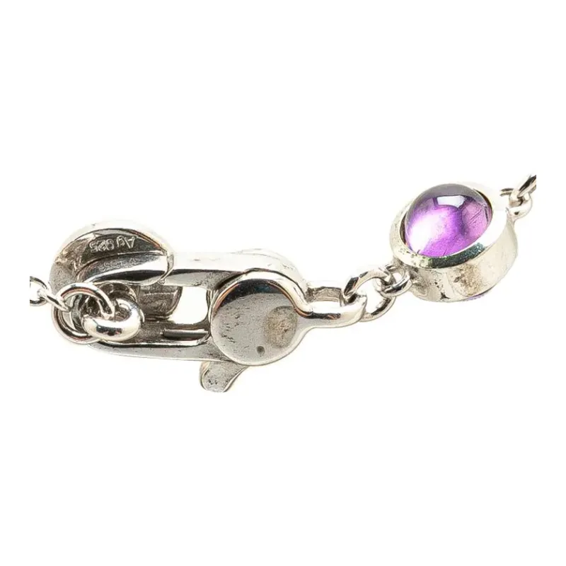 GUCCI 2000 2024 Sterling Silver Heart Amethyst Drop Pendant Necklace-1