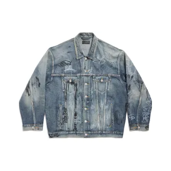 Balenciaga Graffiti Jackets Unisex Blue