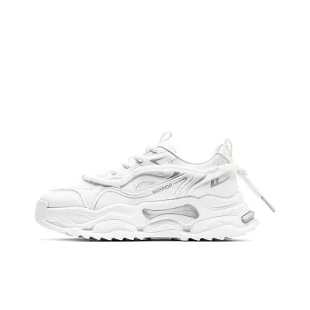 Warrior Anti Slip And Wear Resistant Height Increasing Low Top Chunky Sneakers Men's White Light Gray
