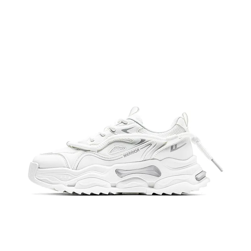 Warrior Anti Slip And Wear Resistant Height Increasing Low Top Chunky Sneakers Men's White Light Gray-0