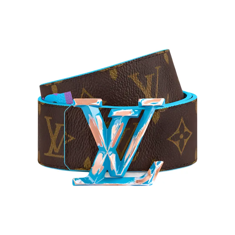 LOUIS VUITTON Cow Leather Leather Belts Men's Width: 4cm-1