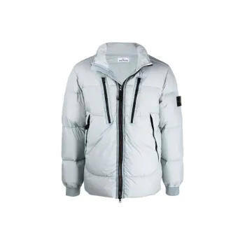 STONE ISLAND FW21 Solid Color Hooded Down Jacket Men's Blue