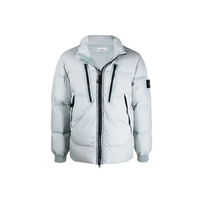 STONE ISLAND FW21 Solid Color Hooded Down Jacket Men's Blue-0