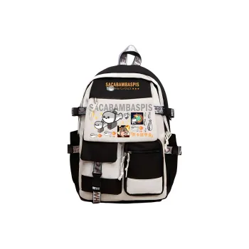 ALOENEY Canvas Backpack Unisex Black