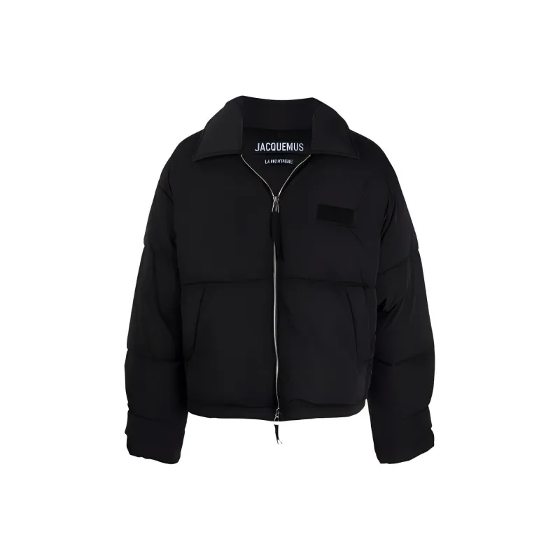 Jacquemus Solid Color Hooded Down Jacket Men's Black-0