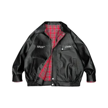 DAREASY Jackets Coats Unisex Black & Red Plaid