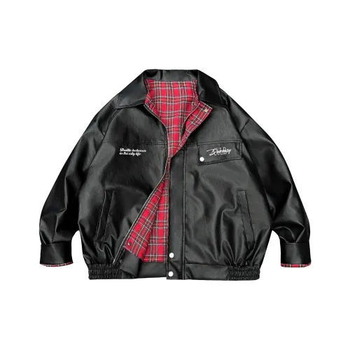 DAREASY Jackets Coats Unisex Black & Red Plaid