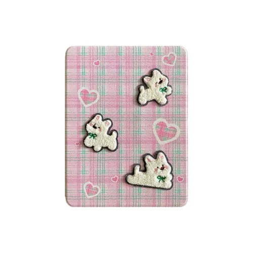 KVZUVUU Acrylic Material, Pink Plaid Embroidery Puppy Compatible With IPad Air 4/Air 5/Mini 6/7 Tablet Protective Cases