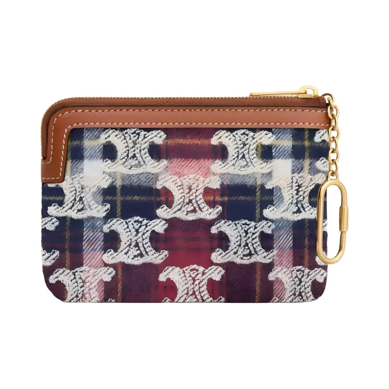 CELINE Plaid Velvet Card Holder Women's Multicolor-2