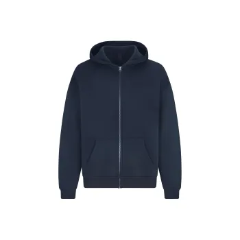 SKIMS SS25 FLEECE LOUNGE MENS RELAXED ZIP UP HOODIE Sweatshirt Men's NAVY/Marine Blue