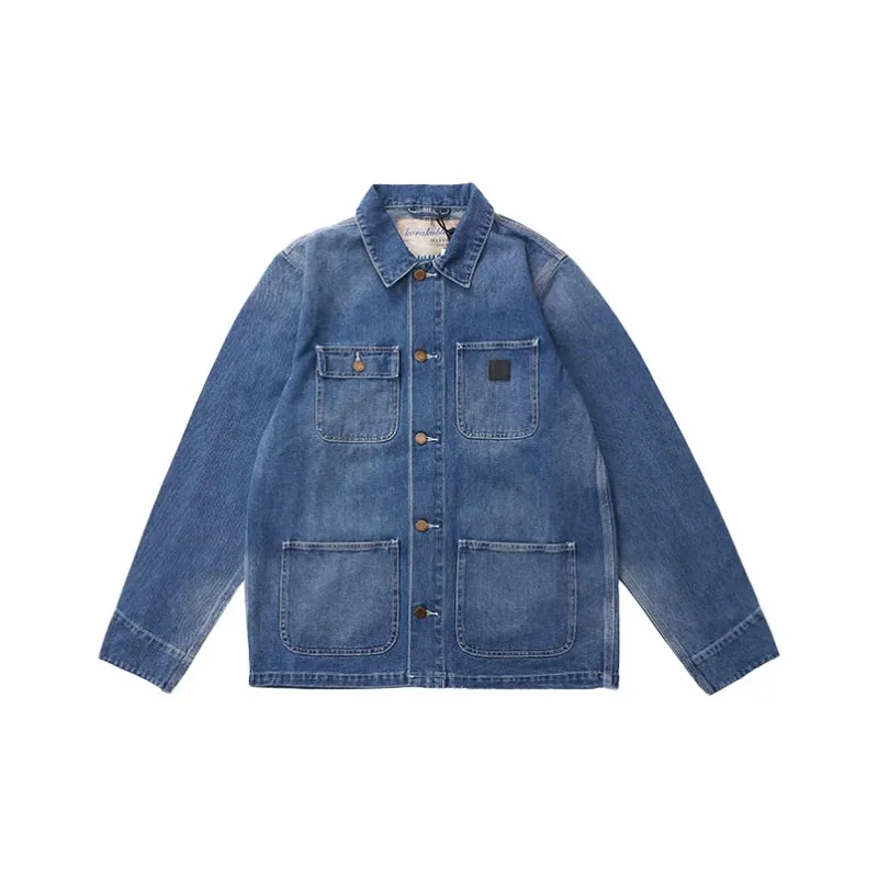 TEKABLU FW22 Suit Collar Loose Fit Straight Long-Sleeved Denim Jacket Men's Denim Blue-0