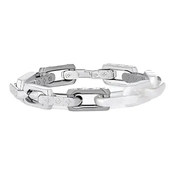 LOUIS VUITTON Stainless Steel Resin Enamel Bracelets Men's Silver