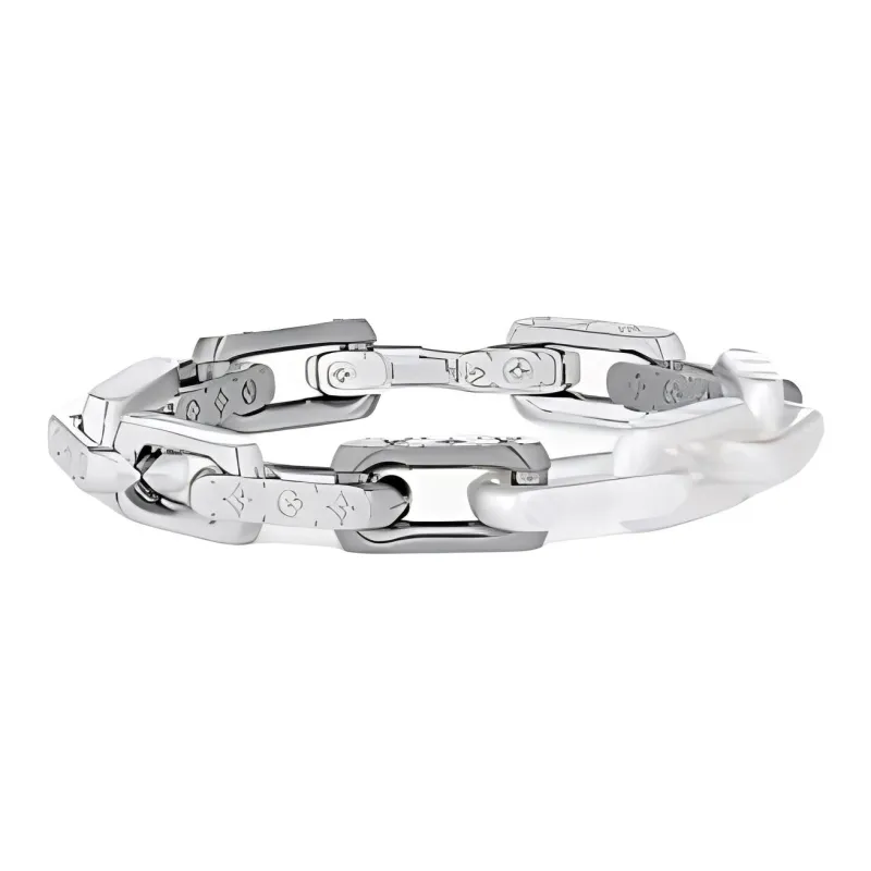 LOUIS VUITTON Stainless Steel Resin Enamel Bracelets Men's Silver-0