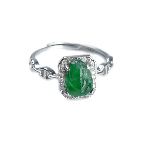 WENFUGE Bean Type Jadeite Rings Unisex