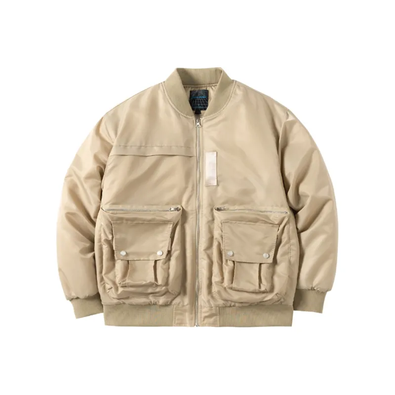ENSHADOWER Solid Color Baseball Collar Loose Fit Puffer Jacket Unisex-4