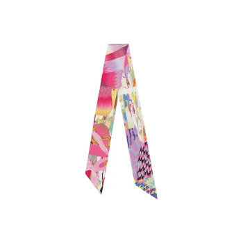 HERMES Silk Scarves Women's Pink/Green/Violet