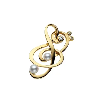 MIKIMOTO Pearl Diamond Brooches Unisex Gold