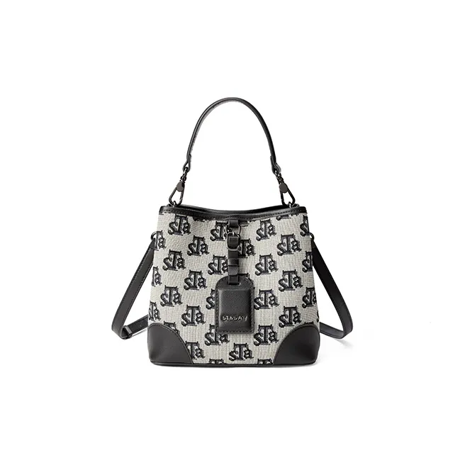 ST&SAT Fabric, Synthetic Leather Handbag, Crossbody Bag, Shoulder Bag Regular Women's Black-1
