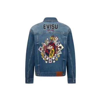 EVISU Denim Jackets Men Denim Blue