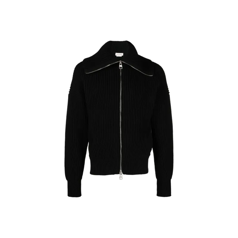 Alexander McQueen Ribbed Knit Zip Up Cardigan-0