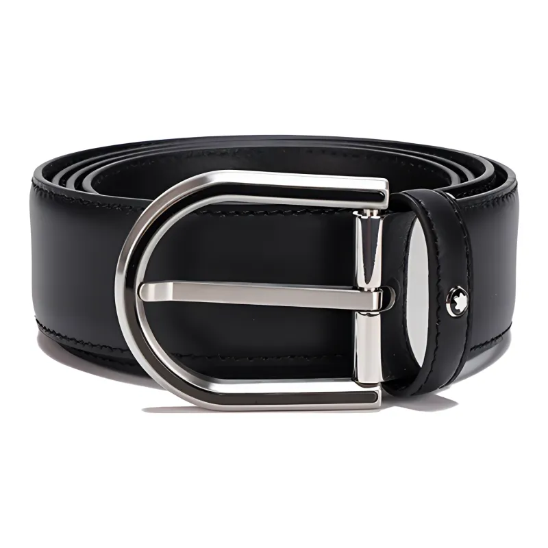 MONTBLANC Leather Belts Men's Black Width 3.5cm-0