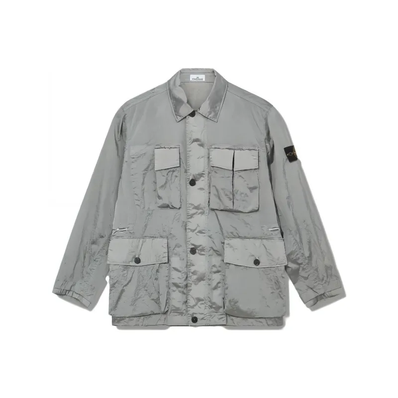 STONE ISLAND SS23 Jackets Coats Men's Metallic Silver Blue-0