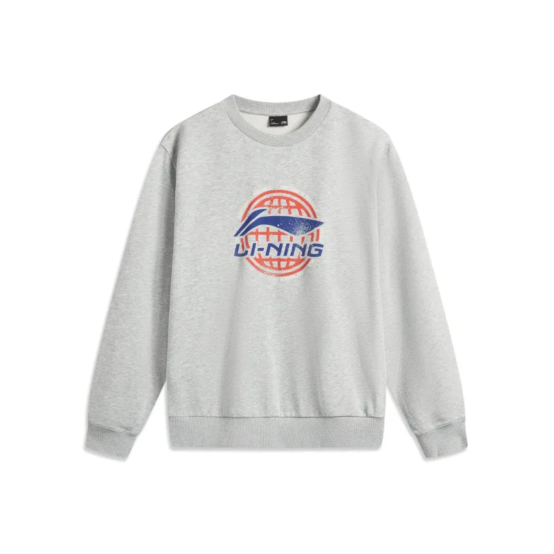 LiNing Sports Life Collection Sweatshirt Unisex Heather Gray Geologic Gray Mixed Color-0