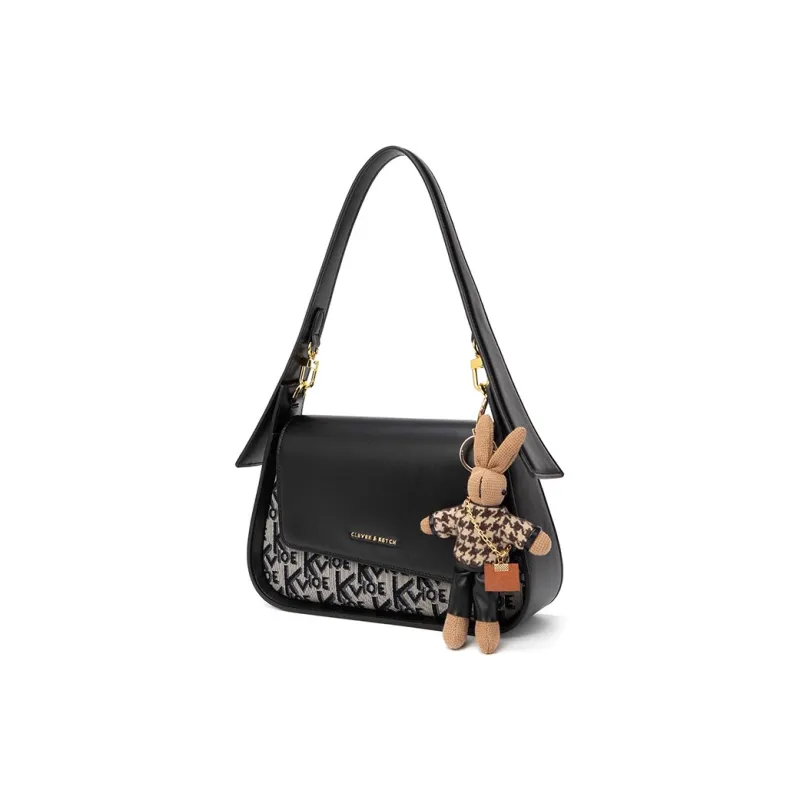 CLEVER& KETCH PU Underarm Crossbody Bag, Shoulder Bag Women's Black/Ecru/Brown-1