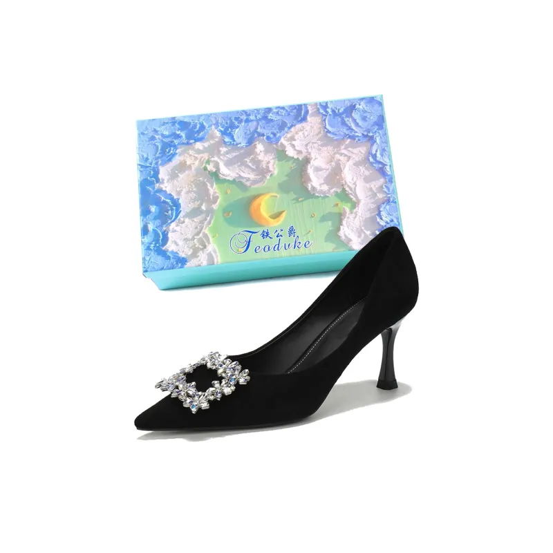 Feo Dvke Slim Heel High Heels Women's Black Gift Box Set-1