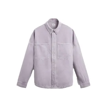 ZARA Denim Jackets Men Earth Gray Fuchsia