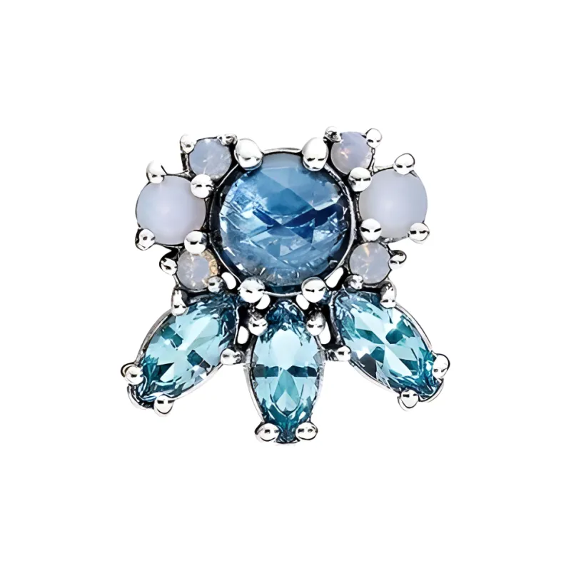 Pandora 925 Sterling Silver Stud Earrings Women's Blue-1