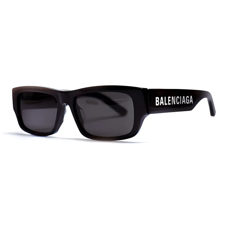 Balenciaga Square Frame Recycled Acetate Sunglasses Havana/Havana/Green-1
