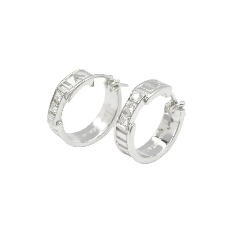 TIFFANY & CO. 2010s 18kt White Gold Set Atlas Diamond Earrings-1