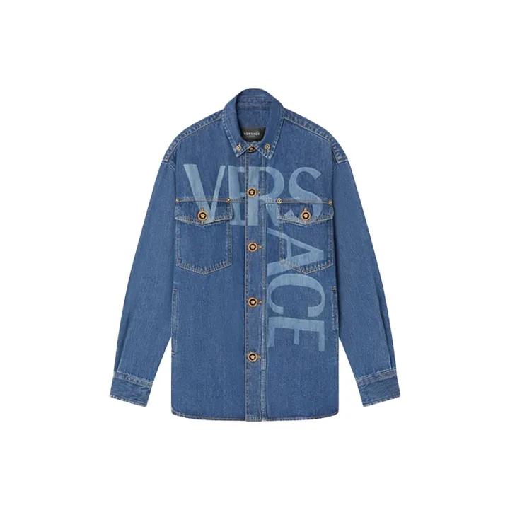 VERSACE Denim Jackets Men Blue-0