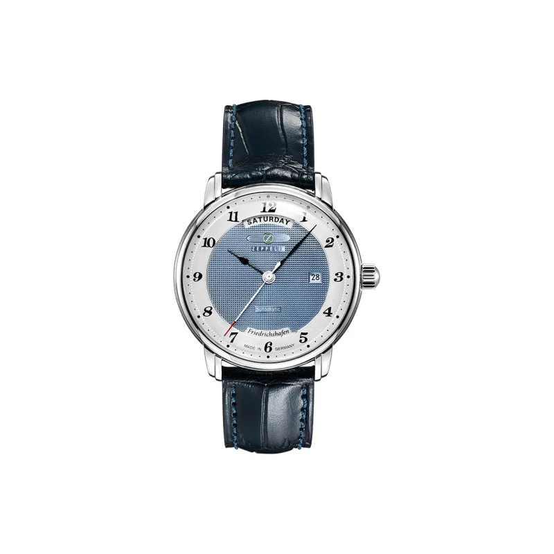 ZEPPELIN Friedrichshafen Collection Automatic Mechanical Movement Men's Watches Watch 40 Blue Dial Cow Leather Strap-0