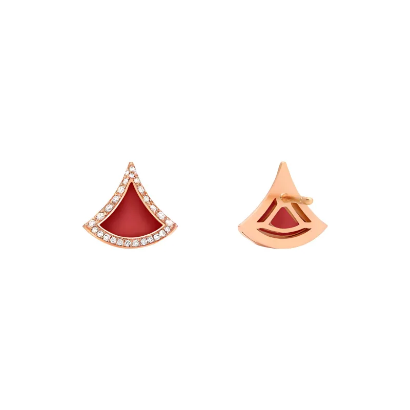 BVLGARI 18K Rose Gold Earrings Women's Red-2