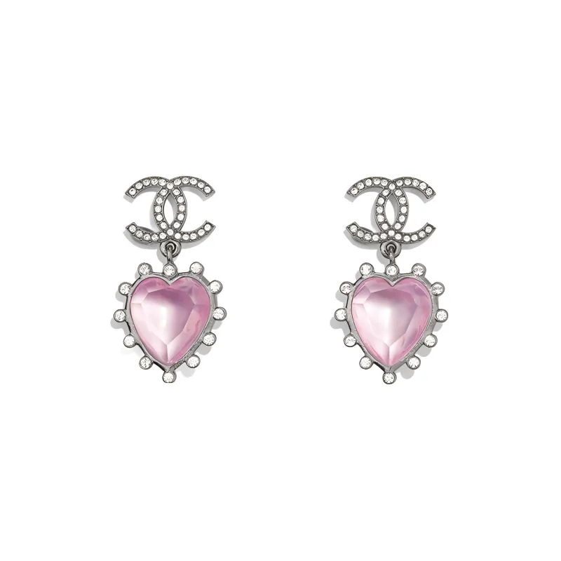 CHANEL Earrings Women's Ruthenium/Pink-0