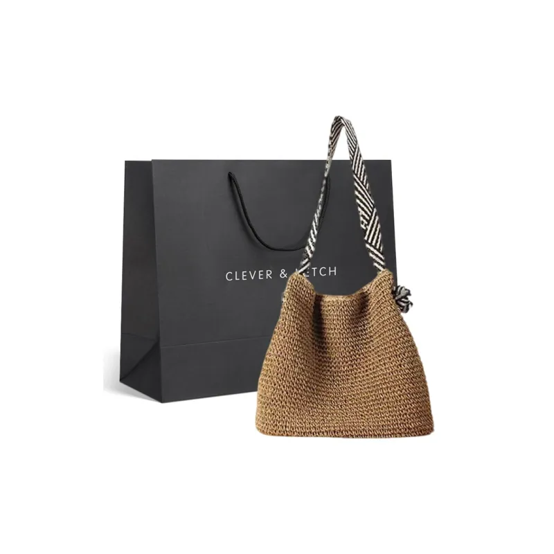 CLEVER& KETCH Fabric Tote Underarm Shoulder Bag Women's Coffee/Beige-4