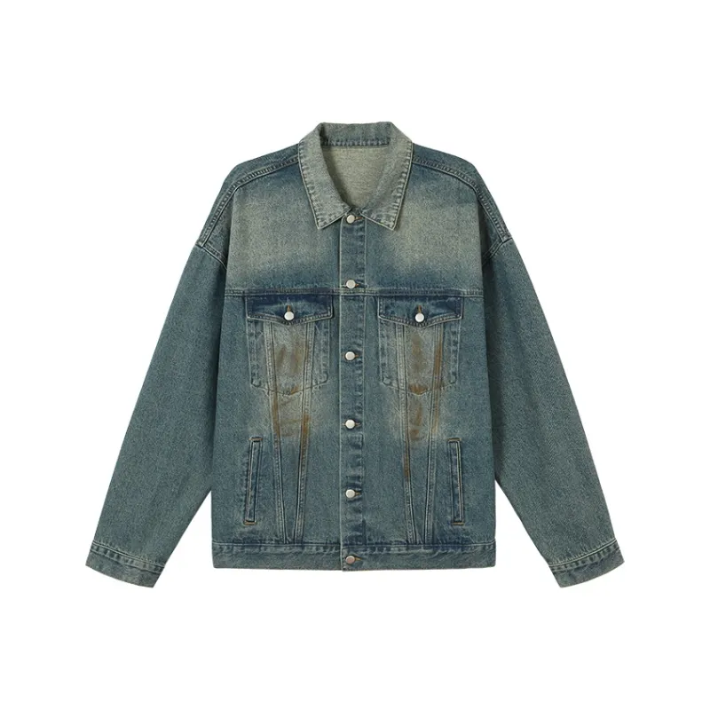 YAOJIUJIUQI Denim Jackets Men Blue-0