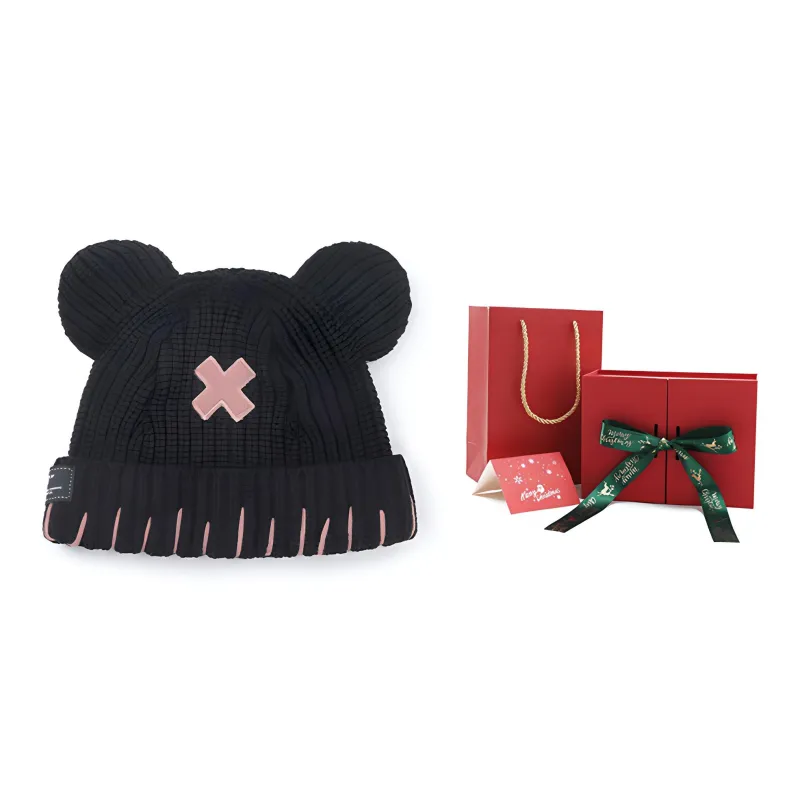 LAMLICKA Knitted Fabric Beanies Unisex Black-2