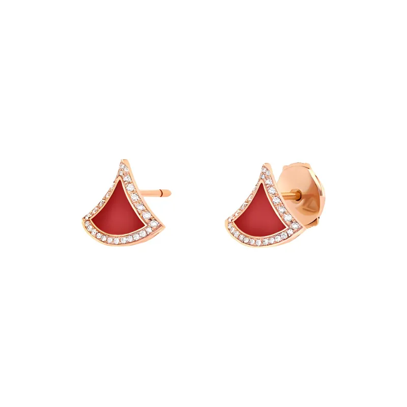 BVLGARI 18K Rose Gold Earrings Women's Red-1